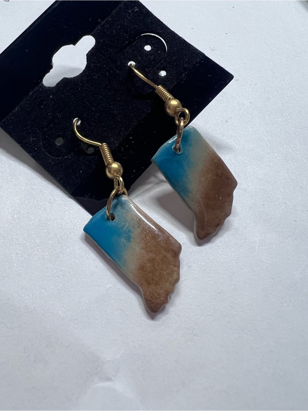 Blue and Brown Gradient Dangle Earrings - โIndianaโ shaped